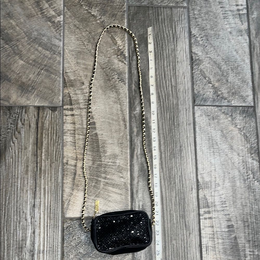 Whiting & David mini Black Sequin Crossbody Bag